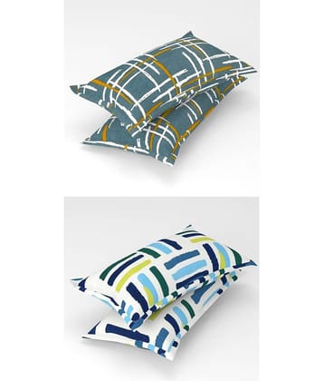 Homefab India - Pack of 4 Microfiber Floral Printed Standard Size Pillow Cover ( 66.04 cm(26) x 43.18 cm(17) ) - Multi-Colour