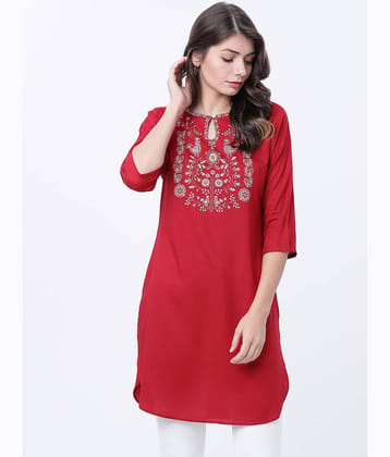 Vishudh Women's Viscose Tunic ( Red )
