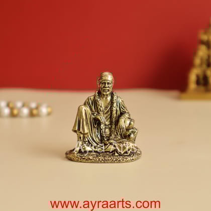 Premium Brass Intricate Sitting Shirdi Sai Baba - 2 Inch Height