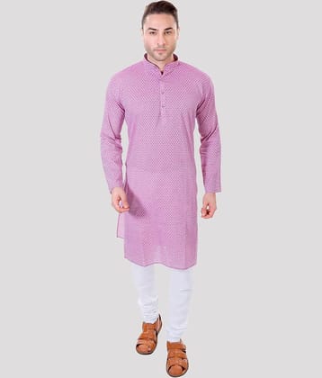 Maharaja - Purple Cotton Regular Fit Men's Kurta Pyjama Set ( Pack of 1 )