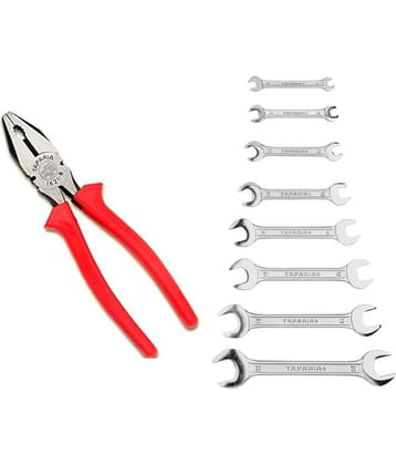 TAPARIA Set of 2 Hand tools Combo Plier 205mm/Open Spanner 6x7 to 20x22 set of 8 pc (DEP 08)