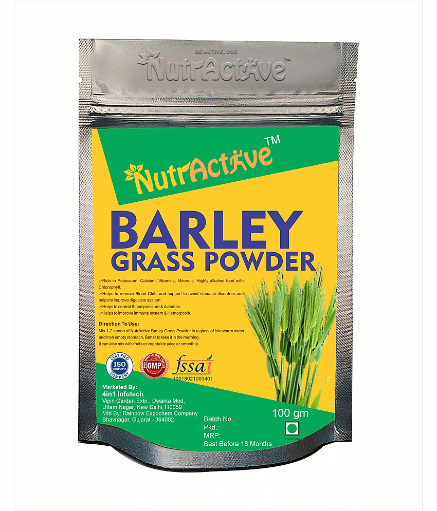 NutrActive Organic Barley Grass Powder for Natural Alkaline and Chlorophyll Powder 100 gm