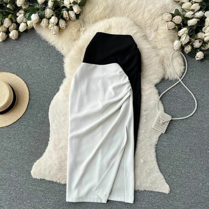 Percy Slit Skirt-White / S