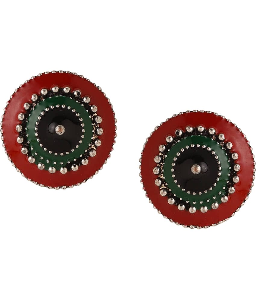 VIRAASI - Red Stud Earrings ( Pack of 1 )