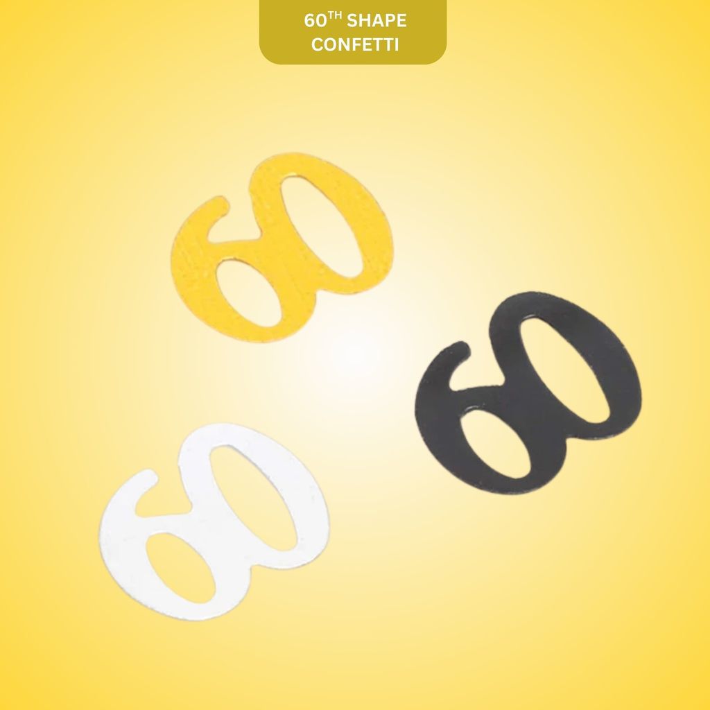 60th Birthday Golden, Black & Silver Confetti - Party and Festive Needs | Buy online on ZillyBuy