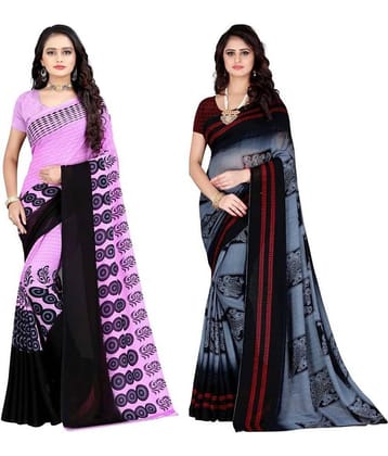 LEELAVATI Georgette Printed Saree With Unstitched Blouse Piece ( Multicolor )