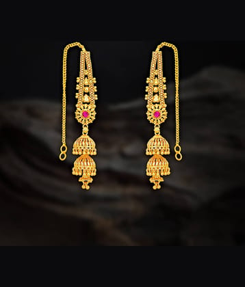 LUV FASHION Golden Jhumki Earrings ( Pack of 1 )