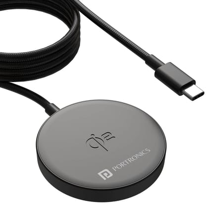 Portronics Quikk 15W Qi2 Certified Fast Charging Wireless Charger (Black)