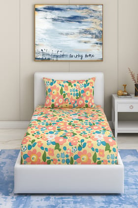 Quirky Home Coral Collection Single Bedsheet with Pillow Cover