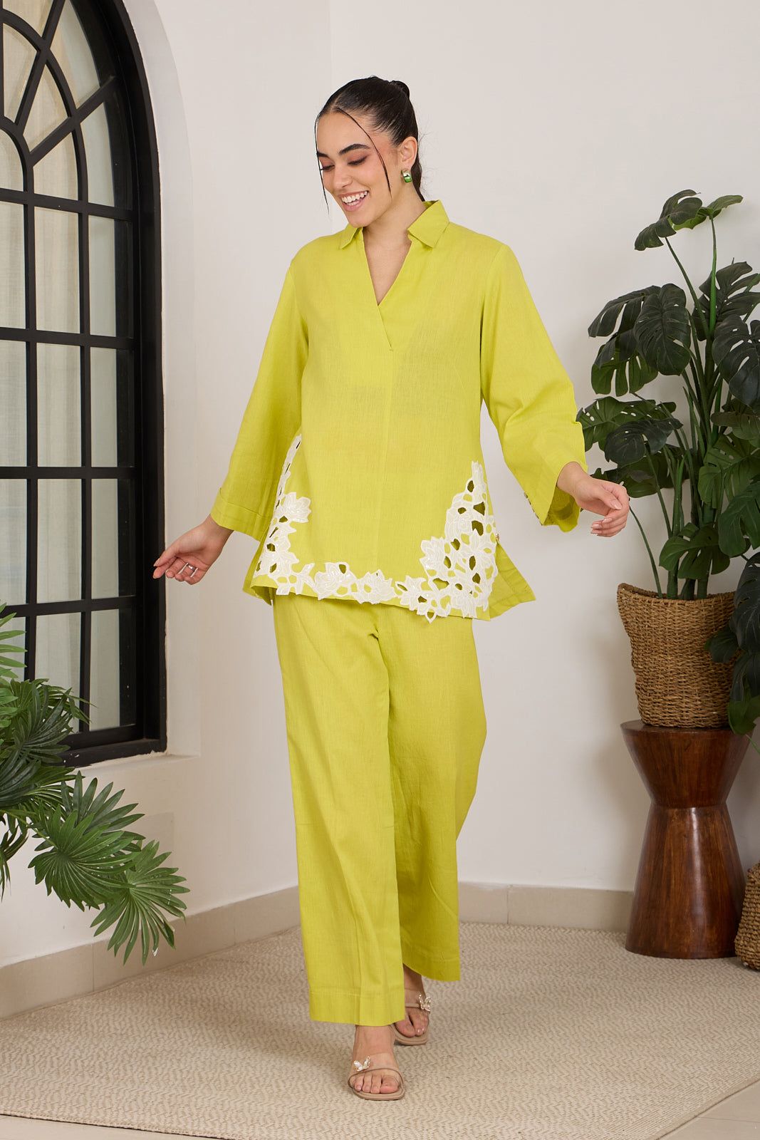 LEMONADE COTTON LINEN SET-Lime / XXS / COTTON LINEN