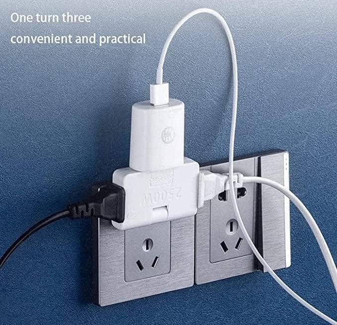 Multi-Plug Wall Adapter with Dual Sockets & Swivel Design