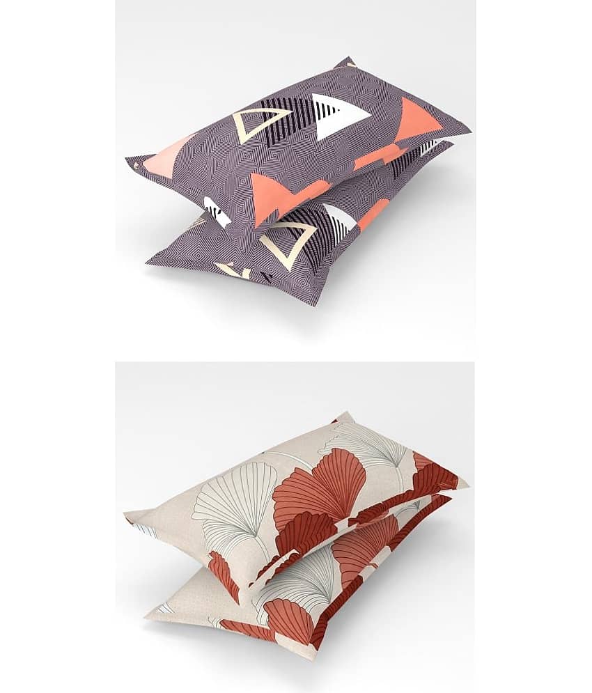Homefab India - Pack of 4 Microfiber Floral Printed Standard Size Pillow Cover ( 66.04 cm(26) x 43.18 cm(17) ) - Multi-Colour