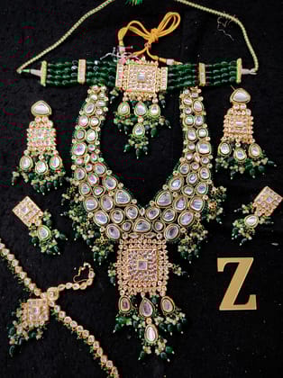 ZEVAR | Traditional Green Kundan Bridal Jewellery Necklace set