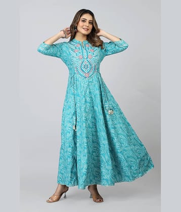SARRAS Cotton Printed Anarkali Women's Kurti - Green ( Pack of 1 )