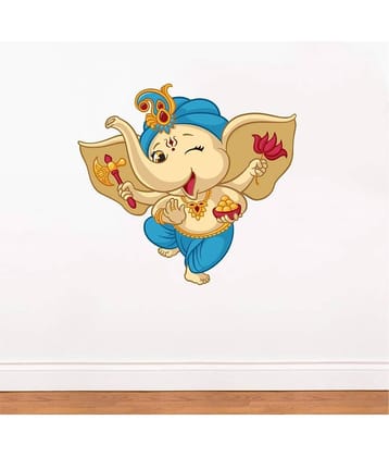 Asmi Collection Cheerful and Dancing Little God Ganesha Wall Sticker ( 65 x 60 cms )