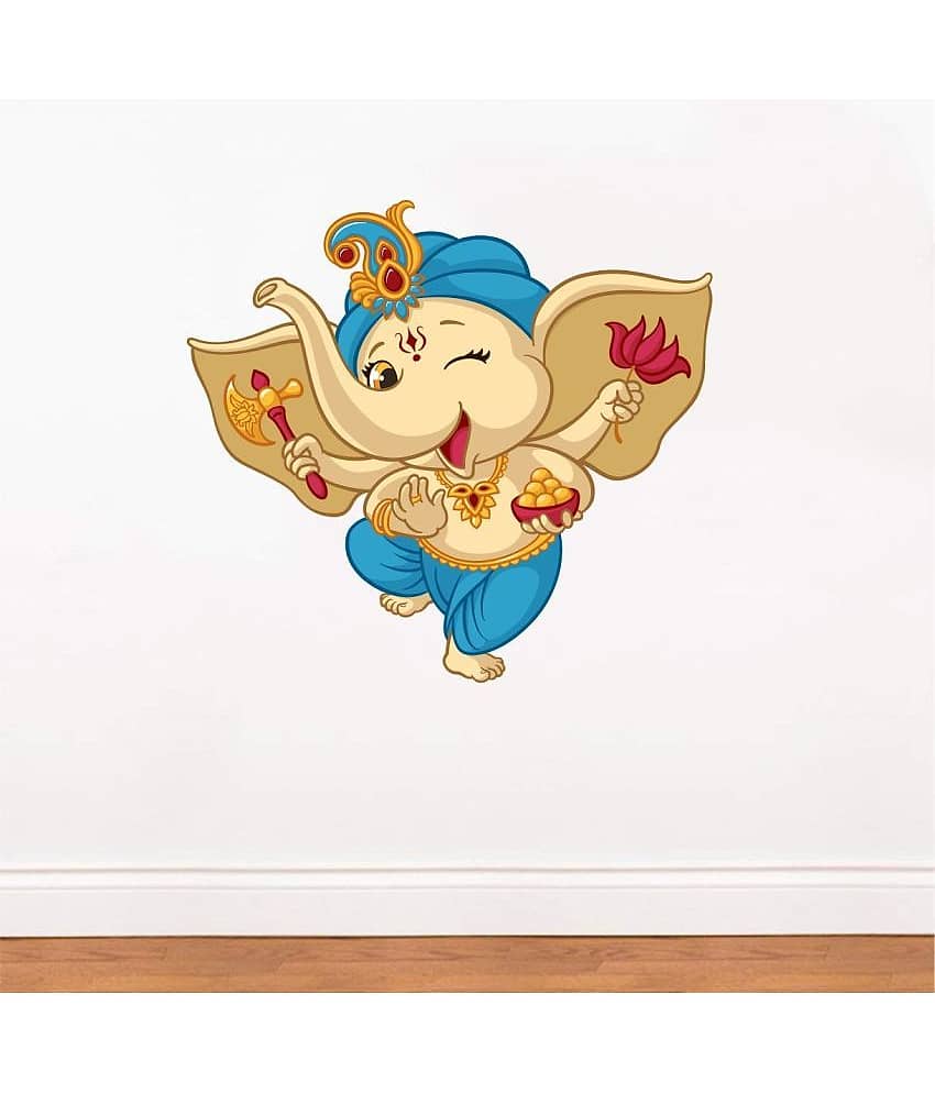 Asmi Collection Cheerful and Dancing Little God Ganesha Wall Sticker ( 65 x 60 cms )