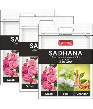 archita poojabatti Incense Stick Rose,Mogra,Chandan 329 gm ( Pack of 3 )