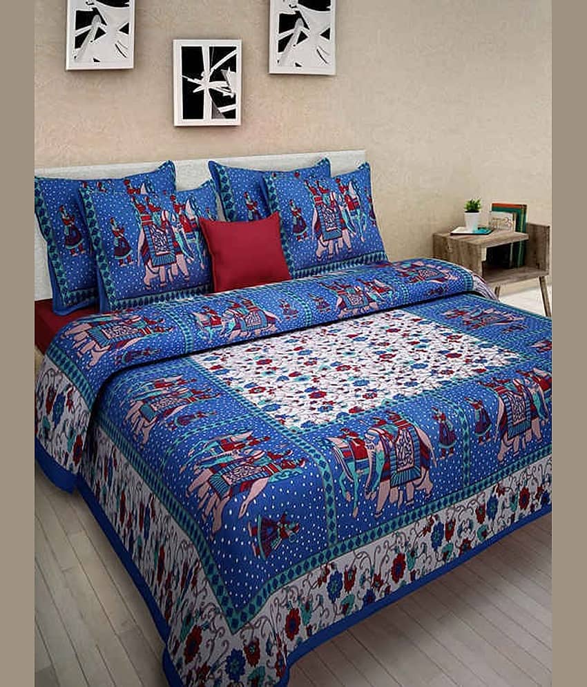 PETROSOLY Cotton 1 Double Queen Bedsheet with 2 Pillow Covers ( Multicolor )
