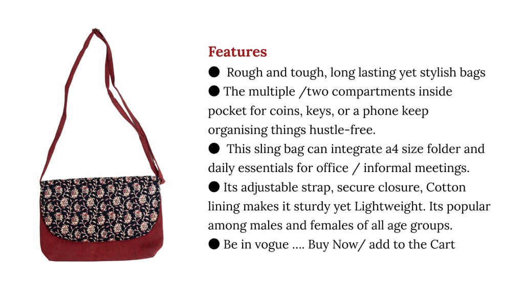 Cotton Sling Bag 1 Piece Each