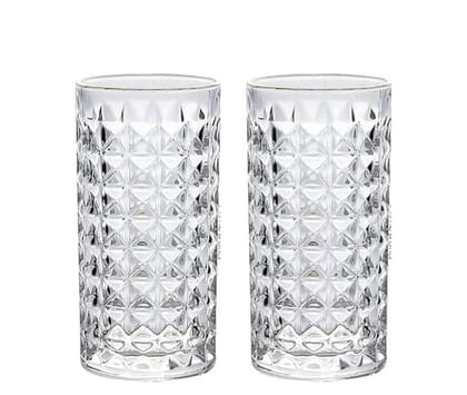 Premium 280 ml Diamond Water Glasses Tall Drinking Glasses for- Water, Juice, Colddrink, Mojito, Cocktail, Lead-Free, Perfect for Home, Restaurants and Parties