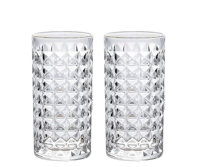 Premium 280 ml Diamond Water Glasses Tall Drinking Glasses for- Water, Juice, Colddrink, Mojito, Cocktail, Lead-Free, Perfect for Home, Restaurants and Parties