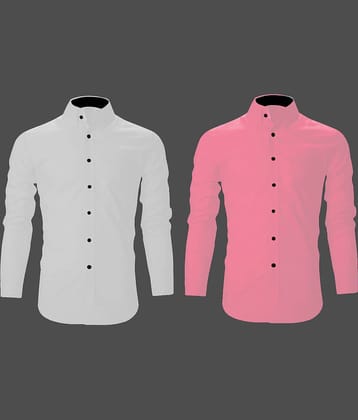 Bluedove Cotton Blend Regular Fit Solids Full Sleeves Men's Casual Shirt - Pink ( Pack of 2 )