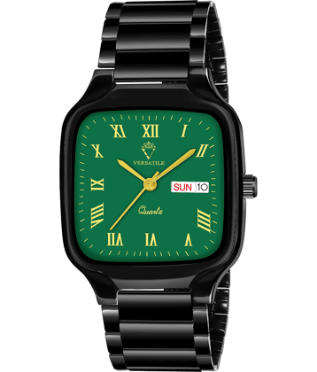 Versatile Black Metal Analog Men's Watch