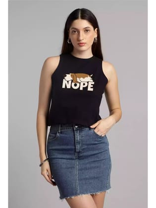 Nope - Sukhiaatma High Neck Sleeveless Fitted Top-M- 34