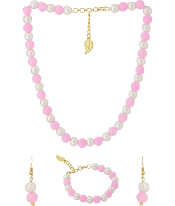 VIRAASI - Pink Alloy Necklace Set ( Pack of 1 )
