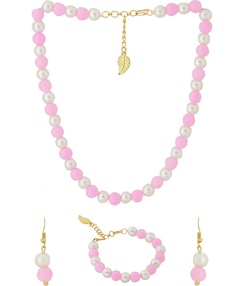 VIRAASI - Pink Alloy Necklace Set ( Pack of 1 )