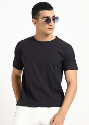 Blue Crew Neck T-shirt-S