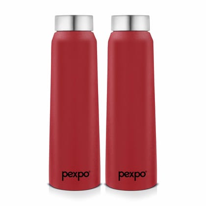 PEXPO Stainless Steel Fridge Water Bottle | 1000ml, Pack of 2, Crimson Red, Vertigo | Eco-Friendly Water Bottle Suitable for Adults & Kids