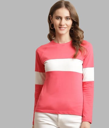 Fabflee Women Cotton Colorblock Regular Fit Round Neck T-Shirt ( Mustard )