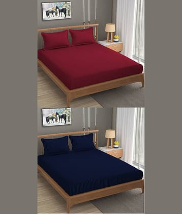Homefab India Cotton Double Bedsheet ( Navy Blue )