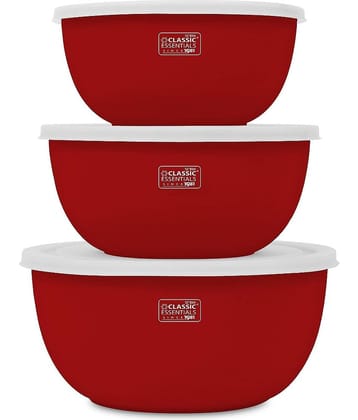 Classic Essentials Microwave Safe Bowls Steel Golden Yellow Food Container ( Set of 3 )