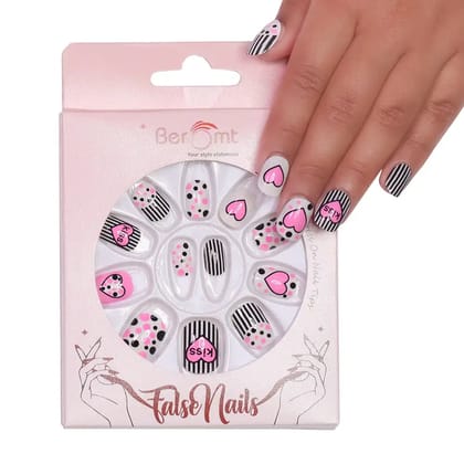 KIDS MIX COLOR NAILS (NAIL KIT INCLUDED)-HEART PINK