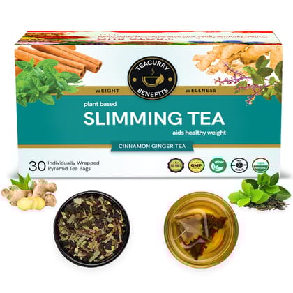TEACURRY Slimming Tea with Diet Chart (1 Month Pack | 30 Tea Bags) - Helps in Weight Loss for both Men & Women