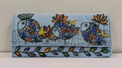 Kalakrishta Clutch - Khadi Cotton Blue