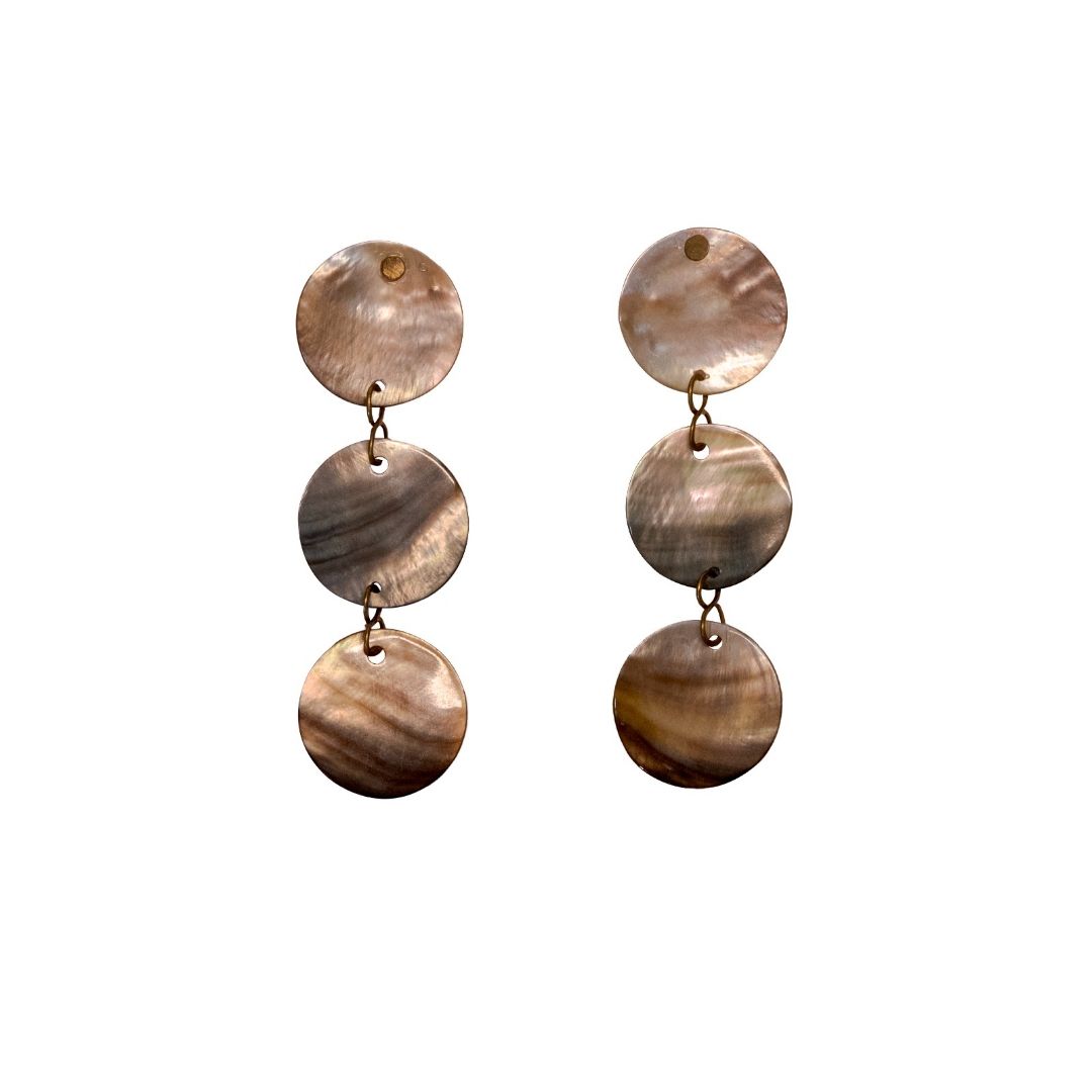 Black Mother of pearl pluto push earrings