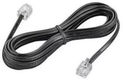 Telephone Modem Line Cable RJ11 4 Core  (Compatible with Landline Phone, Line Cable, Black )1Mtr