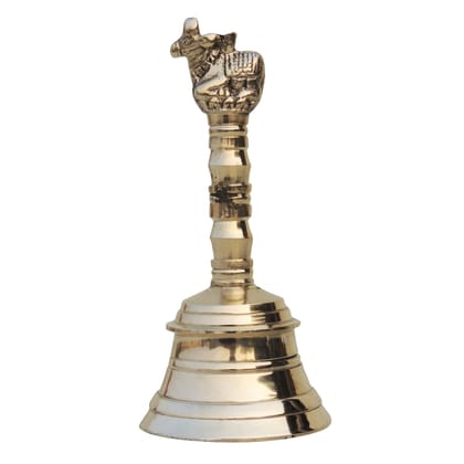 Brass Pooja Hand Bell, Nandi Ghanti, Height : 5.5 Inch (FMAS681 E)