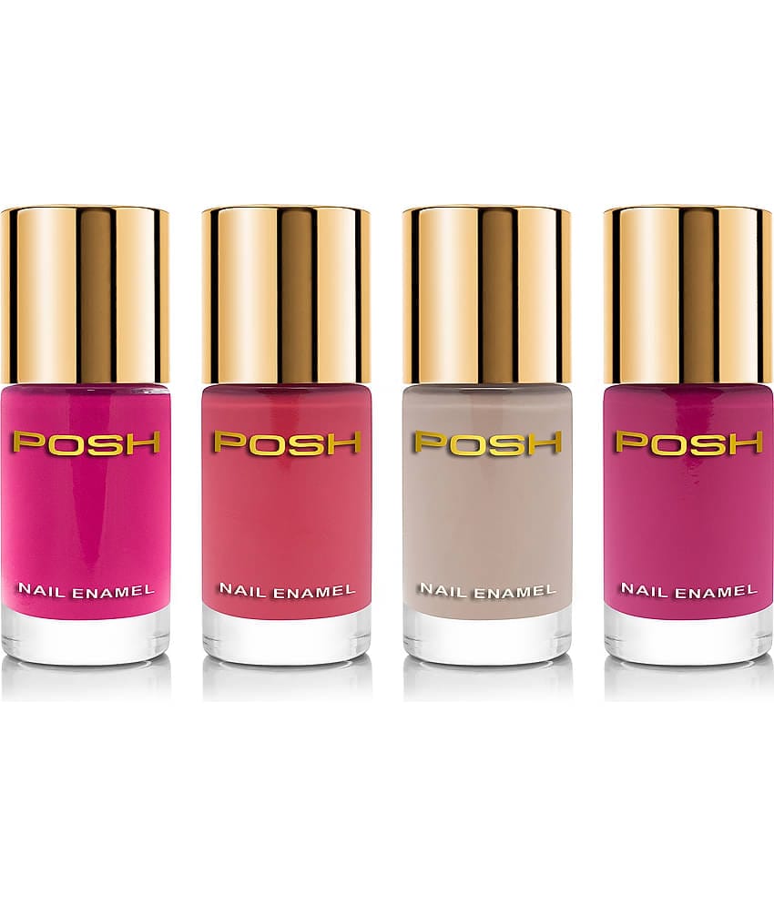 Posh - Multi Glossy Nail Polish ( Pack of 4 )