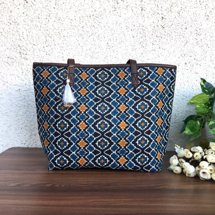 Blue Yellow Patola - Printed Tote Bag