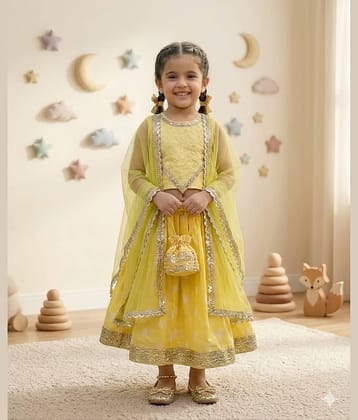s muktar garments Cotton Lehenga Choli Set For Baby Girls ( Pack of 1 , Yellow )
