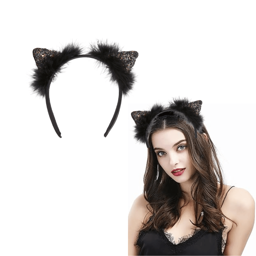 Black Cat Ears Headband w/ Sparkles - 1PC - Party and Festive Needs | Buy online on ZillyBuy