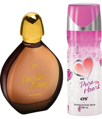 CFS Chocolate Fantasy EDP Long Lasting Perfume&Pure Heart Pink Deodorant Body Spray
