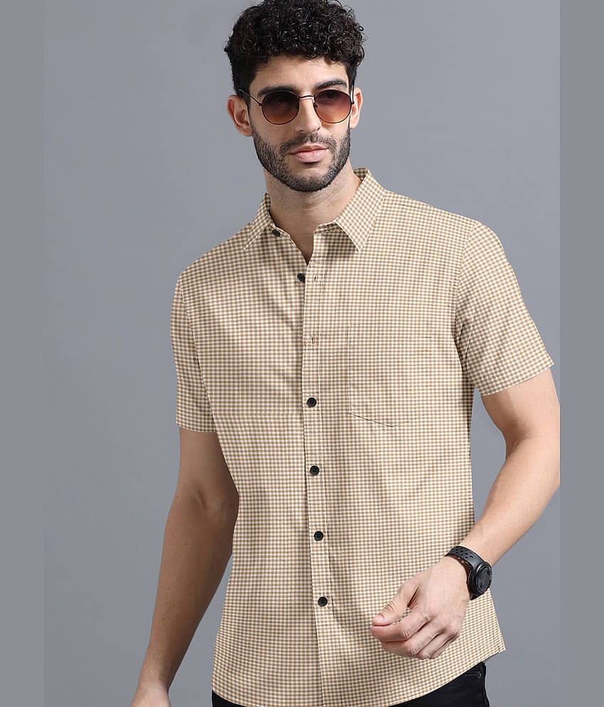 VTEXX Cotton Blend Regular Fit Checks Half Sleeves Men's Casual Shirt - Mint Green ( Pack of 1 )
