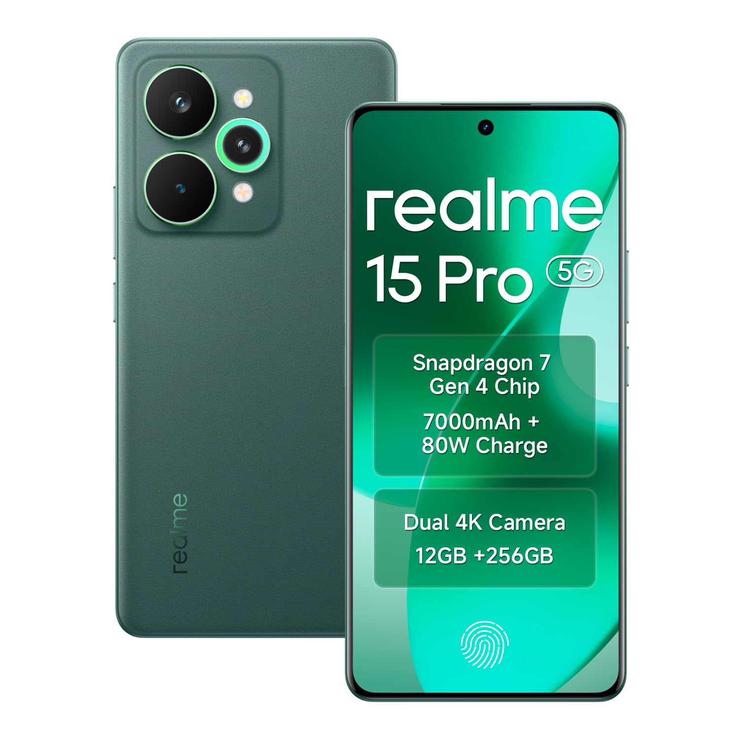Realme Smartphone 15 pro 5G, 12GB RAM 256GB ROM 6.8 Inch Display 144Hz, Snapdragon 7 Gen 4, Battery 7000mAh 80W Fast Charge IP69 Waterproof 4K AI Camera (Green)