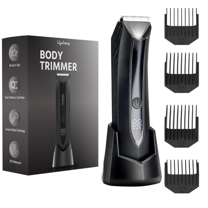 Lifelong Full Body Trimmer for Men All in One | Skin Safe Body Groomer, Private Parts & Ball Trimmer for Men |Waterproof Electric Shaver| Grooming Kit with Dock, 100Min Runtime, 4Combs, Ceramic Blade Lifelong Full Body Trimmer for Men All in One | Skin S