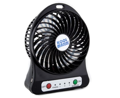 USB Rechargeable Portable Mini Fan (C-Fan) – Ultra Quiet Desktop Cooling Fan with Dual Speed, Adjustable Angle & Battery Backup